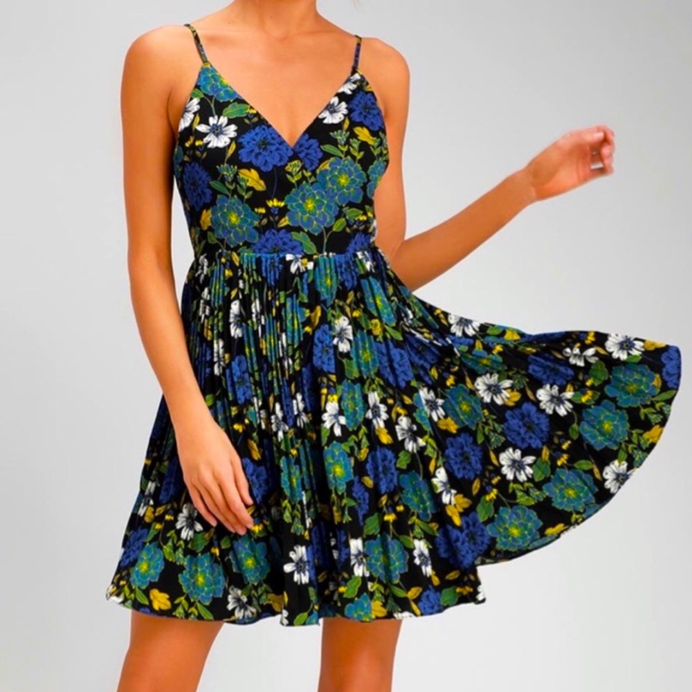 Lost + Wander Pisces Black Floral Wrap Dress